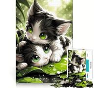 Puzzle per ragazzi da 1000 pezzi con i migliori amici gatti,pezzi ben rifiniti,gioco intelligente,regalo,gioco per il tempo libero,scena natalizia (38x52cm)
