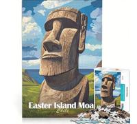 Puzzle per ragazzi da 1000 pezzi con i Moai dell'Isola di Pasqua, gioco interattivo, attività divertenti da fare a casa, collezione d'artista, belle arti 50x75cm