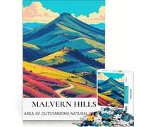 Puzzle per ragazzi da 1000 pezzi con i sentieri escursionistici di Malvern Hills, regalo di compleanno con poster abbinato e foglio di curiosità, 50x75cm
