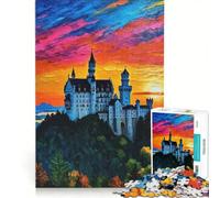 Puzzle per ragazzi da 1000 pezzi con il castello di Neuschwanstein al tramonto giochi educativi attività divertenti da fare a casa ideale come regalo 50x75cm