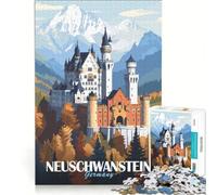 Puzzle per ragazzi da 1000 pezzi con il Castello di Neuschwanstein antistress rilassante e stimolante per la mente gioco unico e stimolante 38x52cm