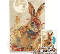 Puzzle per ragazzi da 1000 pezzi con il coniglio dello zodiaco giapponese, antistress, sfida impegnativa, rafforza l'amore tra le coppie 38x26cm