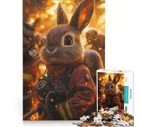 Puzzle per ragazzi da 1000 pezzi con il coraggioso coniglietto pompiere, giocattolo antistress, gara di velocità manuale, per migliorare l'amore tra le coppie, 38x26cm