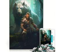 Puzzle per ragazzi da 1000 pezzi con il dio vichingo Thor Odino e il lupo gioco rompicapo impegnativo da completare regalo per amici e familiari 38x26cm