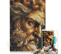 Puzzle per ragazzi da 1000 pezzi con il dio Zeus mosaico gioco rilassante difficile e stimolante ogni pezzo è unico 38x26cm