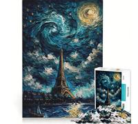 Puzzle per ragazzi da 1000 pezzi con il lago e la Torre Eiffel antistress sfida impegnativa per rafforzare l'amore tra le coppie 38x26cm