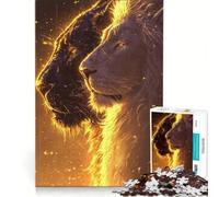 Puzzle per ragazzi da 1000 pezzi con il leone bianco e la pantera decorazione da parete per divertimento in famiglia regalo di compleanno regalo di viaggio 38x26cm