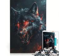 Puzzle per ragazzi da 1000 pezzi con il lupo nero selvaggio e malvagio gioco interattivo per divertimento in famiglia compleanno e Natale 38x52cm