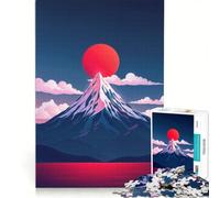 Puzzle per ragazzi da 1000 pezzi con il Monte Fuji al tramonto paesaggio minimalista giochi educativi decorazione murale con poster e foglio di curiosità abbinati 50x75cm