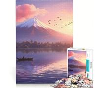 Puzzle per ragazzi da 1000 pezzi con il Monte Fuji e i ciliegi in fiore rosa gioco interattivo attività divertenti da fare a casa con poster e foglio di curiosità abbinati 38x26cm