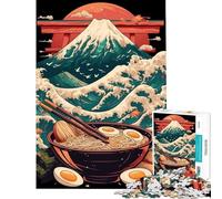 Puzzle per ragazzi da 1000 pezzi con il Monte Fuji e la ciotola di ramen gioco educativo giocattolo intellettuale ottimo regalo per gli amanti dei giochi un'opera d'arte (dimensioni 38x52cm)
