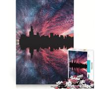 Puzzle per ragazzi da 1000 pezzi con il panorama di New York al tramonto gioco divertente antistress ogni pezzo è unico 38x26cm