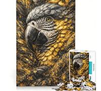 Puzzle per ragazzi da 1000 pezzi con il pappagallo dorato, giocattolo educativo, migliora la memoria, con poster abbinato e foglio di curiosità 50x75cm