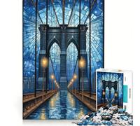 Puzzle per ragazzi da 1000 pezzi con il ponte di Brooklyn e le vetrate colorate, un gioco impossibile, un divertente antistress, ideale come regalo 38x26cm
