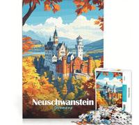 Puzzle per ragazzi da 1000 pezzi con il poster del Castello di Neuschwanstein giocattolo educativo per divertimento in famiglia per rafforzare l'amore tra le coppie 50x75cm