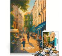 Puzzle per ragazzi da 1000 pezzi con il poster di Le Marais a Parigi, gioco rilassante, antistress, regalo di compleanno o originale 38x26cm