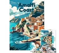 Puzzle per ragazzi da 1000 pezzi con il poster di viaggio della Costiera Amalfitana in Italia sfida educativa per il divertimento in famiglia giocattolo fai-da-te adatto a partire dai 14 anni 50x75cm