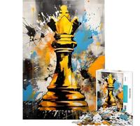 Puzzle per ragazzi da 1000 pezzi con il re degli scacchi dorato un'opera d'arte stimolante da completare un giocattolo educativo adatto a persone dai 14 anni in su (50x75cm)