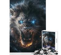 Puzzle per ragazzi da 1000 pezzi con il ruggito del leone infuocato gioco educativo giocattolo didattico ideale come regalo per tutta la famiglia (38x52cm)