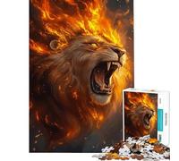 Puzzle per ragazzi da 1000 pezzi con il ruggito del leone infuocato sfida educativa giocattolo decorativo per la casa adatto a ragazzi dai 14 anni in su (38x52cm)