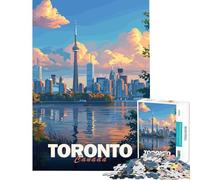 Puzzle per ragazzi da 1000 pezzi con il tramonto sullo skyline di Toronto Difficile e stimolante antistress gioco rompicapo per ragazzi dai 14 anni in su (50x75cm)