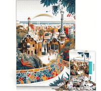 Puzzle per ragazzi da 1000 pezzi con il vivace Park Güell di Barcellona, gioco rilassante, difficile e stimolante, ogni pezzo è unico 38x52cm