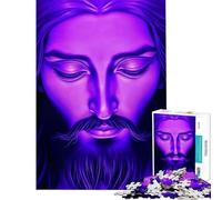 Puzzle per ragazzi da 1000 pezzi con il volto viola di Gesù Cristo gioco impossibile gioco educativo sfida giocattolo divertente regalo adatto alle coppie (dimensioni 38x26cm)