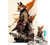 Puzzle per ragazzi da 1000 pezzi con illustrazione ad acquerello di una volpe samurai gioco rompicapo educativo sfida e regalo di compleanno adatto anche alle coppie (dimensioni 50x75cm)