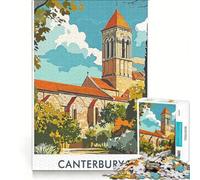 Puzzle per ragazzi da 1000 pezzi con illustrazione della Cattedrale di Canterbury, decorazione da parete, passatempo per le vacanze, regalo di compleanno, regalo di viaggio, 38x52cm