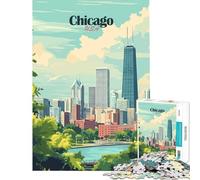 Puzzle per ragazzi da 1000 pezzi con illustrazione dello skyline di Chicago Un gioco avvincente per coltivare la pazienza adatto a tutta la famiglia e alle coppie Un regalo perfetto per gli amanti