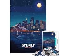 Puzzle per ragazzi da 1000 pezzi con illustrazione dello skyline notturno di Sydney Australia Gioco impossibile giocattolo educativo ottimo regalo antistress (dimensioni 75x50cm)