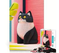 Puzzle per ragazzi da 1000 pezzi con illustrazione di gatto in bianco e nero,taglio di alta qualità,divertente,logico,gioco di abilità,facile da giocare,decorazione natalizia (50x75cm)