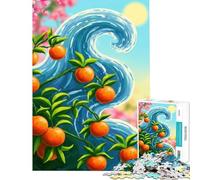 Puzzle per ragazzi da 1000 pezzi con illustrazione di un albero arancione e un'onda Gioco interattivo ed educativo ideale come sfida e regalo per chi ama i giochi di analisi e logica (38x26cm)