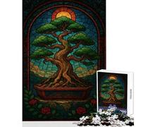 Puzzle per ragazzi da 1000 pezzi con illustrazione di un albero bonsai in vetro colorato Giochi educativi per il divertimento in famiglia antistress ideali come regalo per tutta la famiglia (38x52cm)