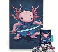 Puzzle per ragazzi da 1000 pezzi con illustrazione di un axolotl guerriero samurai, decorazione da parete, passatempo per le vacanze, regalo di compleanno, regalo di viaggio, 50x75cm