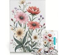 Puzzle per ragazzi da 1000 pezzi con illustrazione di un bouquet floreale, gioco impossibile, divertente antistress, ideale come regalo 38x26cm
