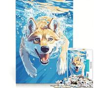 Puzzle per ragazzi da 1000 pezzi con illustrazione di un cane che nuota sott'acqua, gioco per famiglie, attività divertenti da fare a casa, ideale come regalo 50x75cm