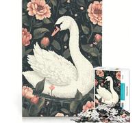 Puzzle per ragazzi da 1000 pezzi con illustrazione di un cigno in un giardino fiorito Gioco rompicapo per genitori e figli ideale come regalo di compleanno 38x52cm