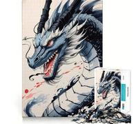 Puzzle per ragazzi da 1000 pezzi con illustrazione di un drago blu,incastro perfetto,gioco creativo,ideale per il tempo libero e come regalo di Natale 38x52cm