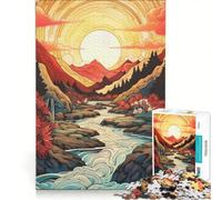 Puzzle per ragazzi da 1000 pezzi con illustrazione di un fiume di montagna al tramonto gioco pratico per tutta la famiglia ideale come regalo per tutta la famiglia 50x75cm