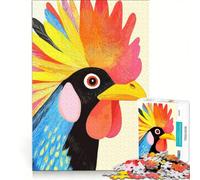 Puzzle per ragazzi da 1000 pezzi con illustrazione di un gallo colorato, gioco pratico per il divertimento in famiglia, ideale come regalo per tutta la famiglia 50x75cm