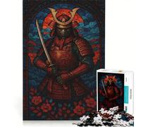 Puzzle per ragazzi da 1000 pezzi con illustrazione di un guerriero samurai in vetro colorato giocattolo antistress corsa di velocità manuale per migliorare l'amore tra le coppie 50x75cm