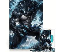 Puzzle per ragazzi da 1000 pezzi con illustrazione di un lupo mannaro nero,incastro perfetto,gioco creativo,ideale per il tempo libero e come regalo di Natale 38x26cm