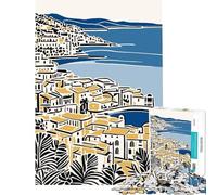 Puzzle per ragazzi da 1000 pezzi con illustrazione di una città costiera Attività divertenti da fare a casa migliora la memoria gioco pratico per ragazzi dai 14 anni in su (50x75cm)