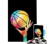 Puzzle per ragazzi da 1000 pezzi con illustrazione di una mano a tema basket stile pop art Gioco stimolante e avvincente ideale come regalo di compleanno per coppie (dimensioni 38x26cm)