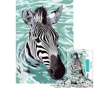 Puzzle per ragazzi da 1000 pezzi con illustrazione di una zebra che nuota nell'acqua Giocattolo educativo per l'apprendimento attività pratiche per tutta la famiglia regalo di compleanno (38x52cm)