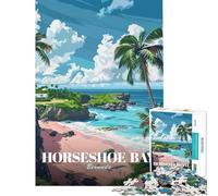 Puzzle per ragazzi da 1000 pezzi con immagine di Horseshoe Bay Bermuda poster di viaggio Un gioco da parete impegnativo e stimolante per tutta la famiglia adatto a partire dai 14 anni 50x75cm