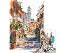 Puzzle per ragazzi da 1000 pezzi con immagine di Roma ad acquerello Un gioco pratico divertente e umoristico ideale come regalo antistress (dimensioni 38x52cm)