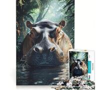 Puzzle per ragazzi da 1000 pezzi con ippopotamo nella giungla gioco per famiglie attività divertenti da fare a casa regalo di compleanno regalo di viaggio 38x26cm