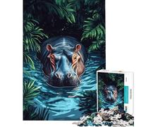 Puzzle per ragazzi da 1000 pezzi con ippopotamo nella giungla puzzle per adulti difficili lista dei desideri con Babbo Natale rompicapo giochi per famiglie 50x75cm